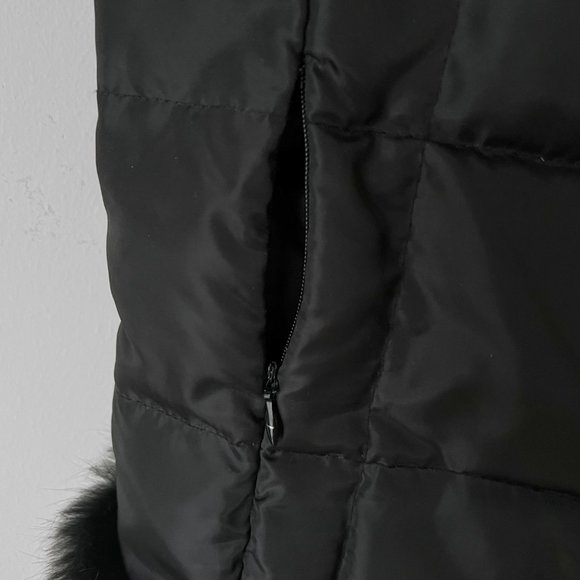 Down Feathers Filled Reversible Quilted Fur Trim Puffer Vest, Size M - Picture 14 of 16